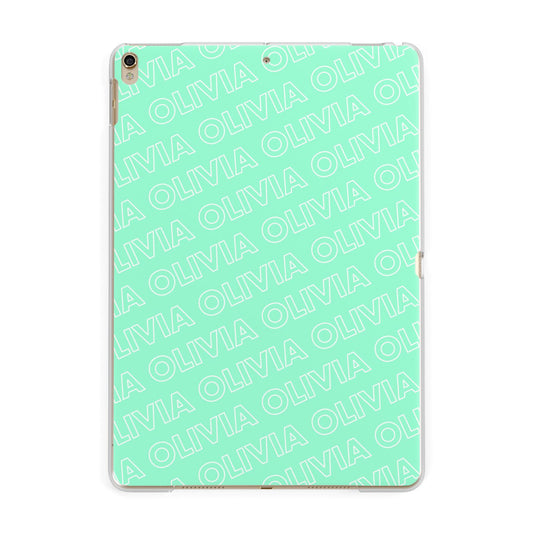 Personalised Aqua Diagonal Name Apple iPad Gold Case