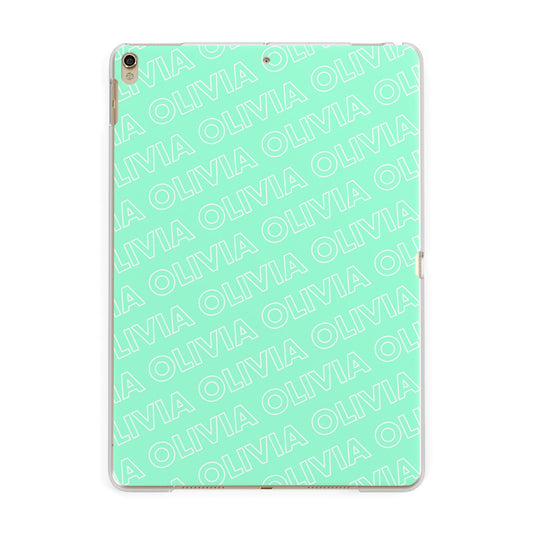 Personalised Aqua Diagonal Name Apple iPad Gold Case