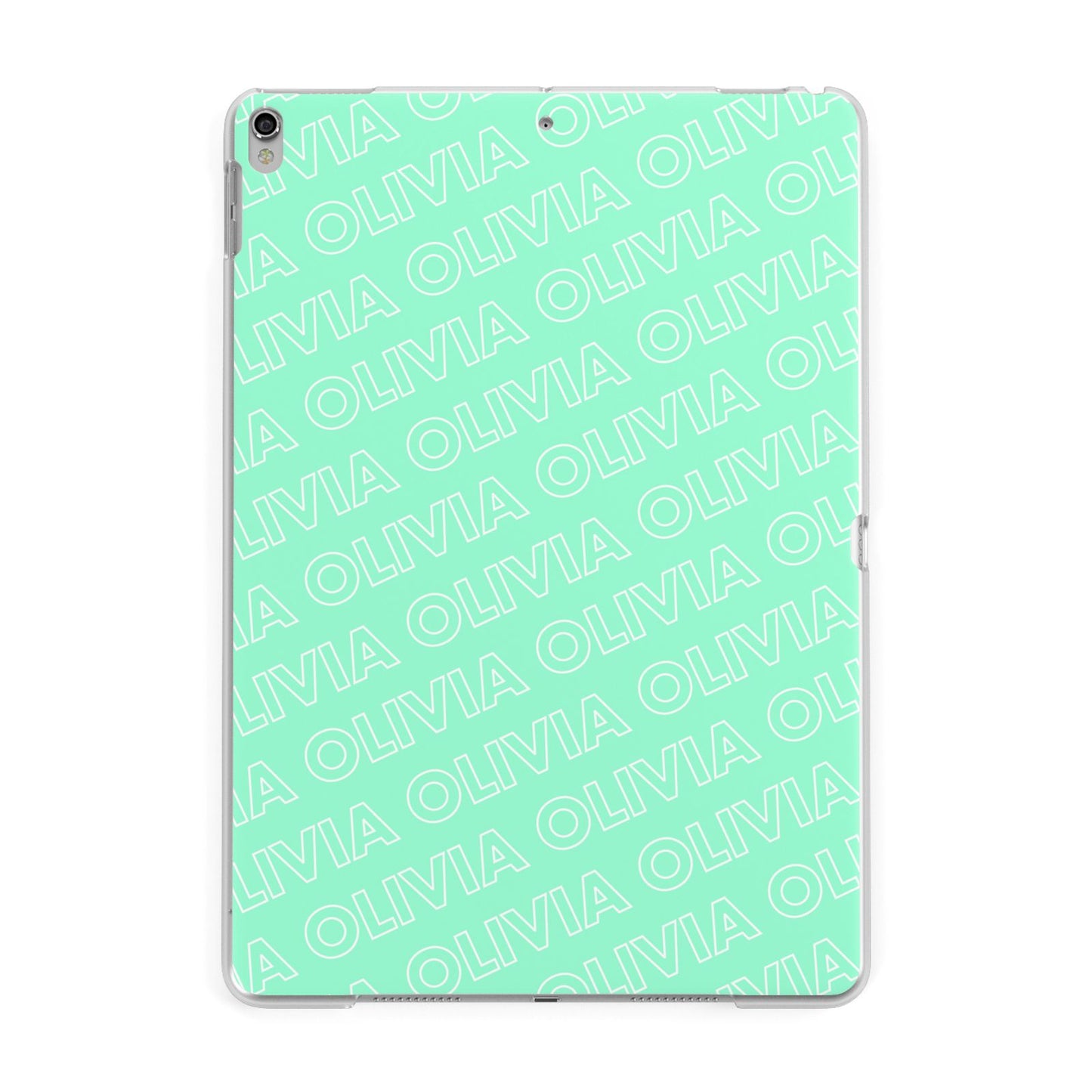 Personalised Aqua Diagonal Name Apple iPad Silver Case