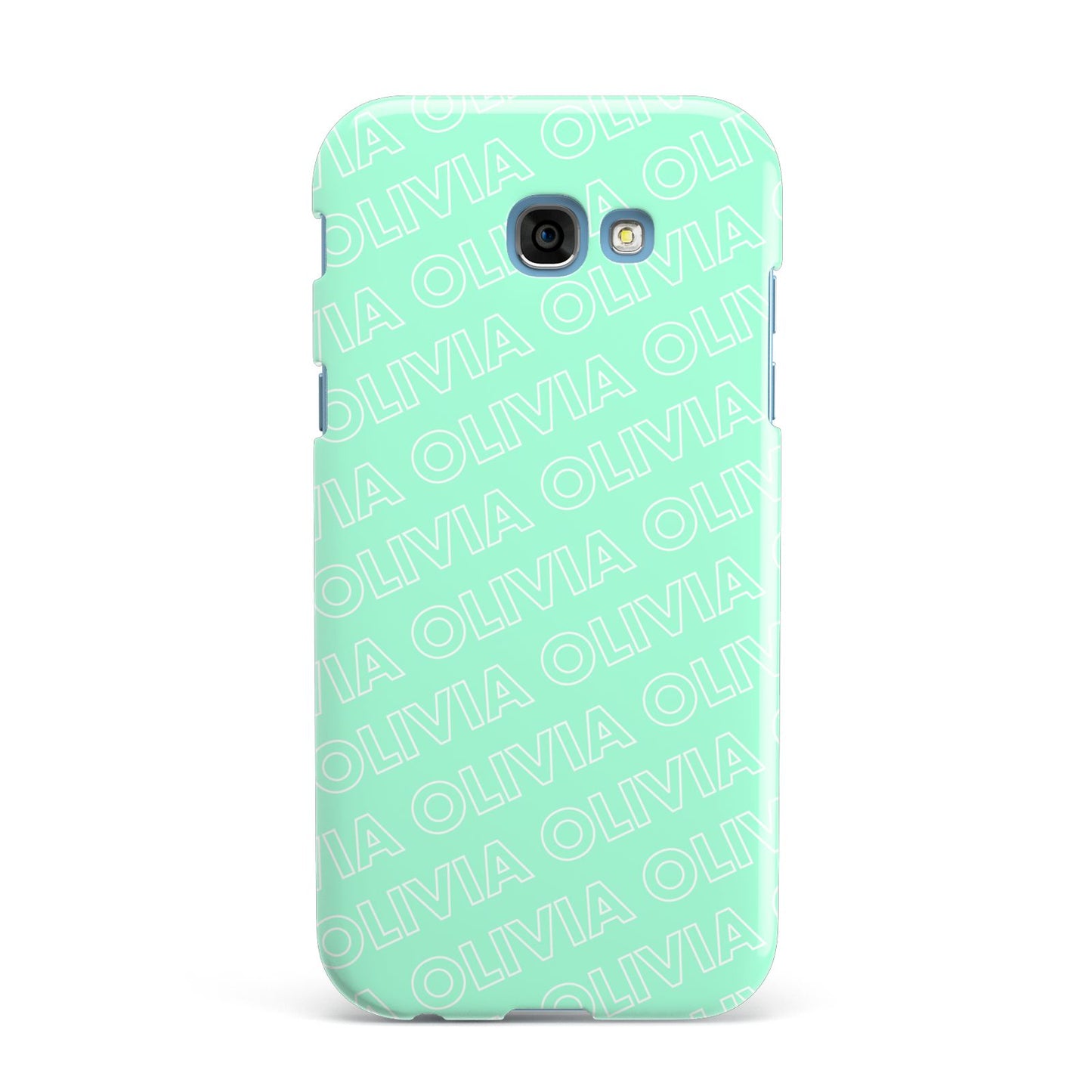 Personalised Aqua Diagonal Name Samsung Galaxy A7 2017 Case
