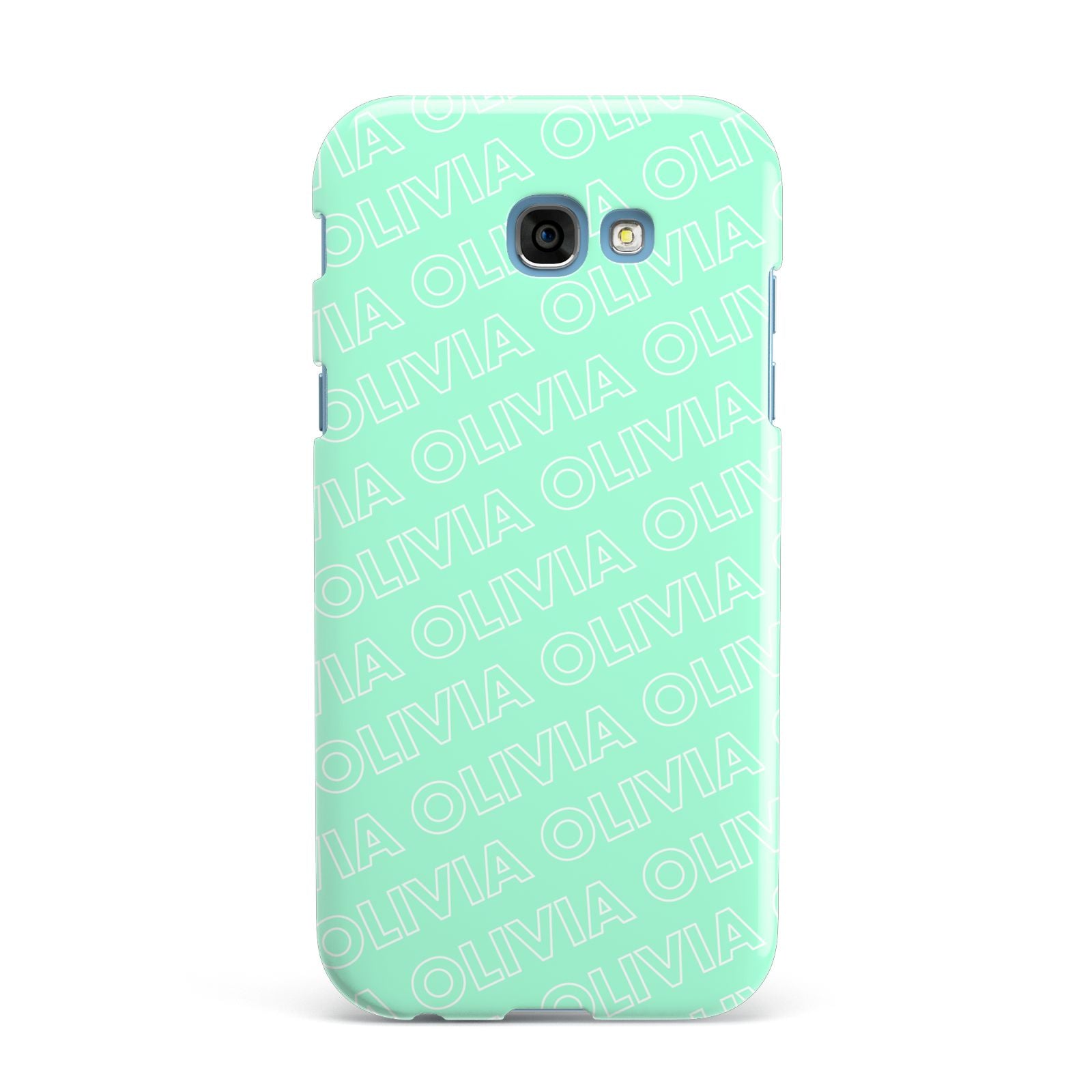 Personalised Aqua Diagonal Name Samsung Galaxy A7 2017 Case