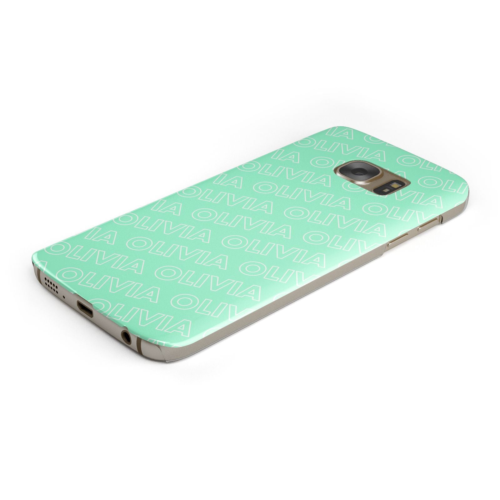 Personalised Aqua Diagonal Name Samsung Galaxy Case Bottom Cutout