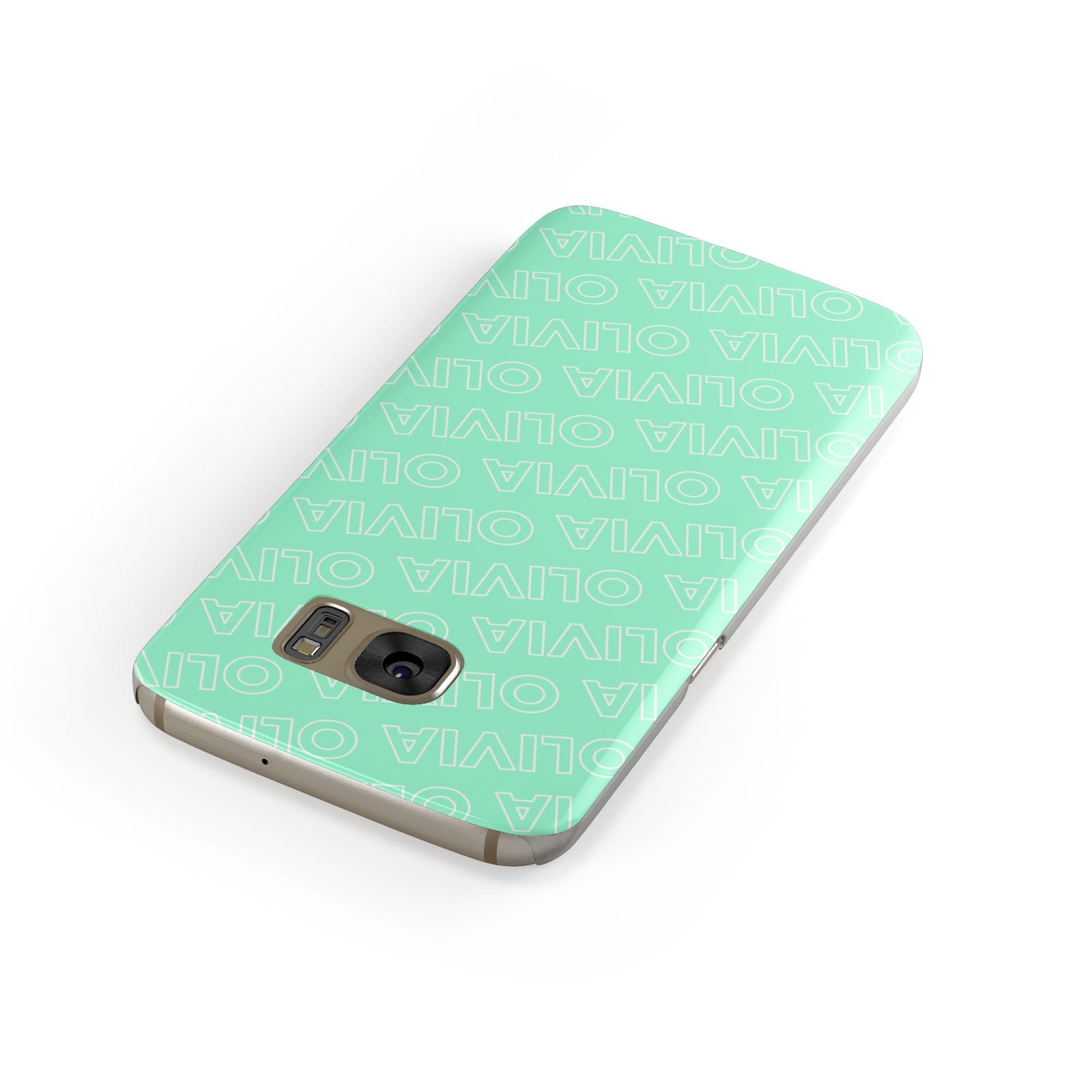 Personalised Aqua Diagonal Name Samsung Galaxy Case Front Close Up