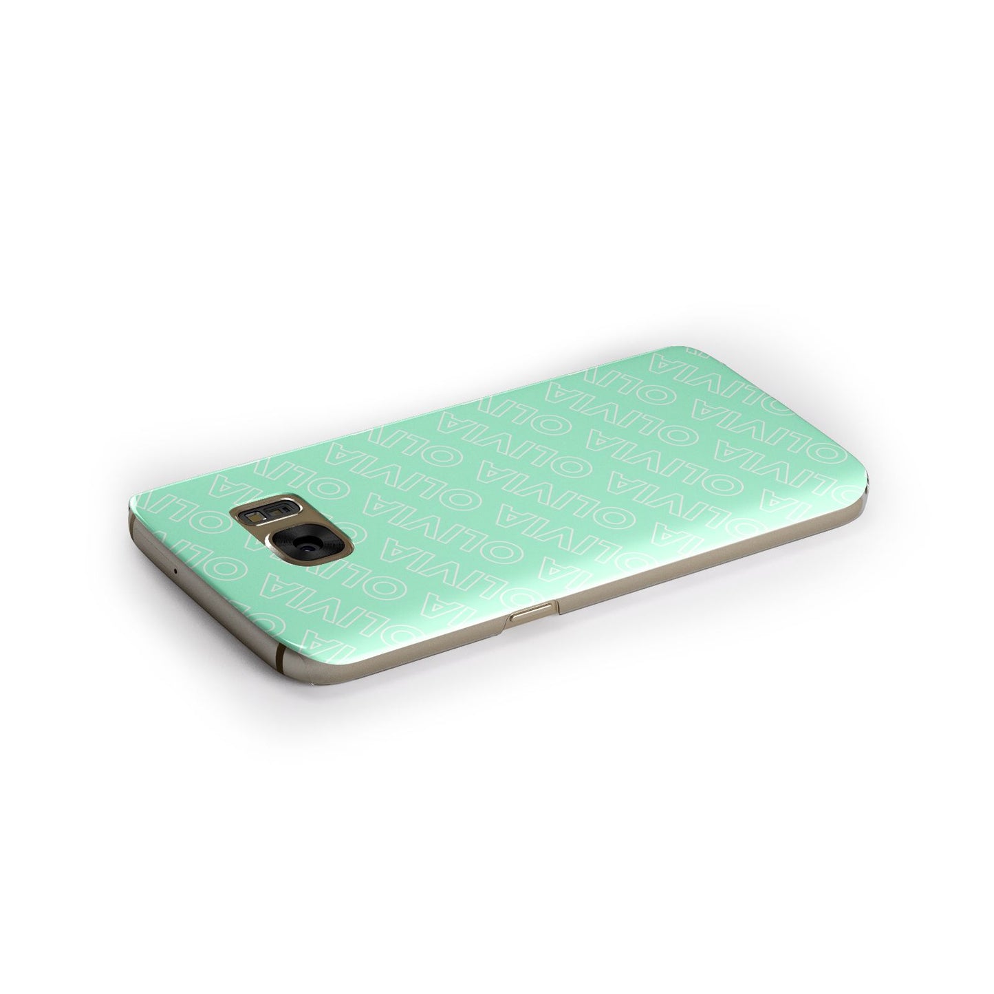 Personalised Aqua Diagonal Name Samsung Galaxy Case Side Close Up