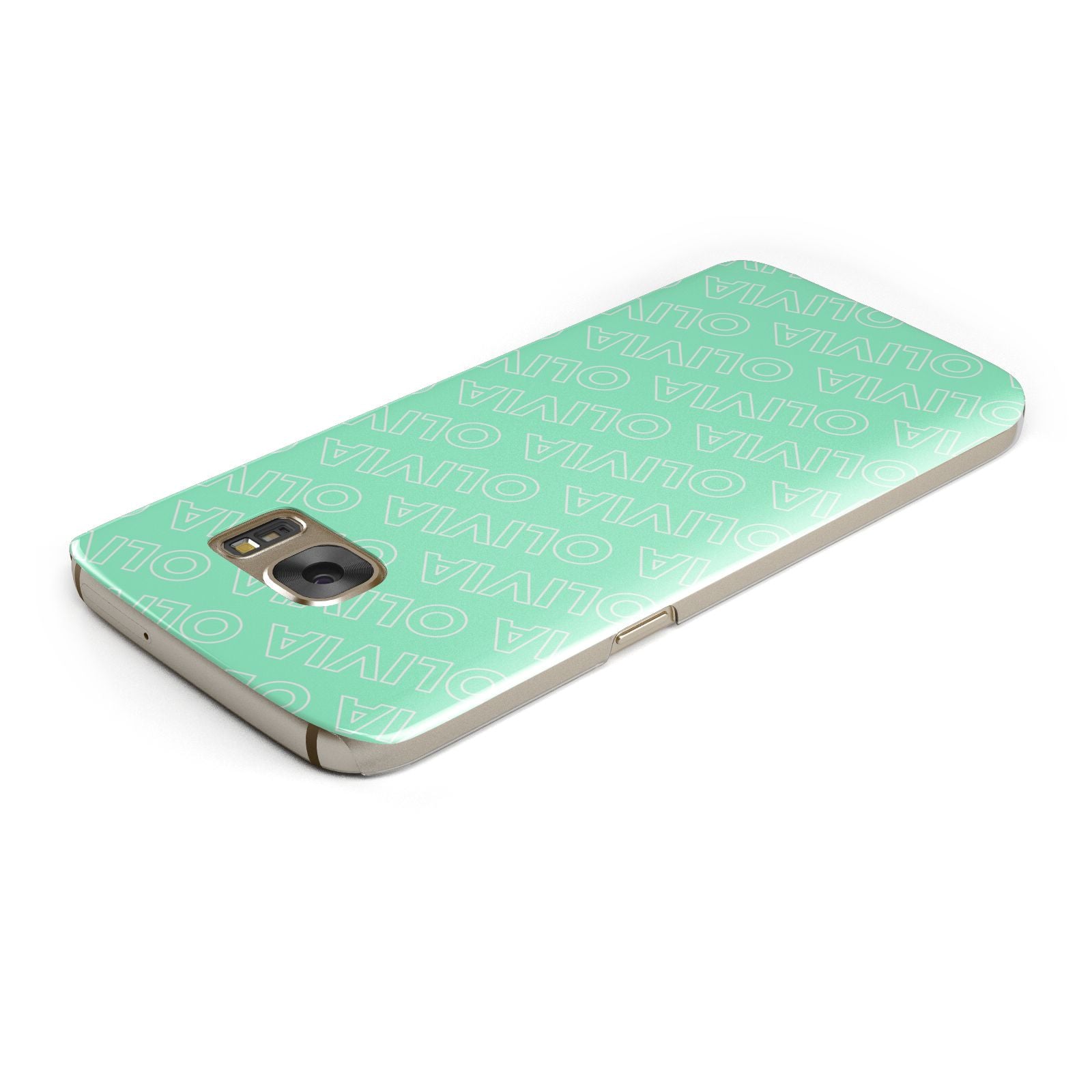 Personalised Aqua Diagonal Name Samsung Galaxy Case Top Cutout