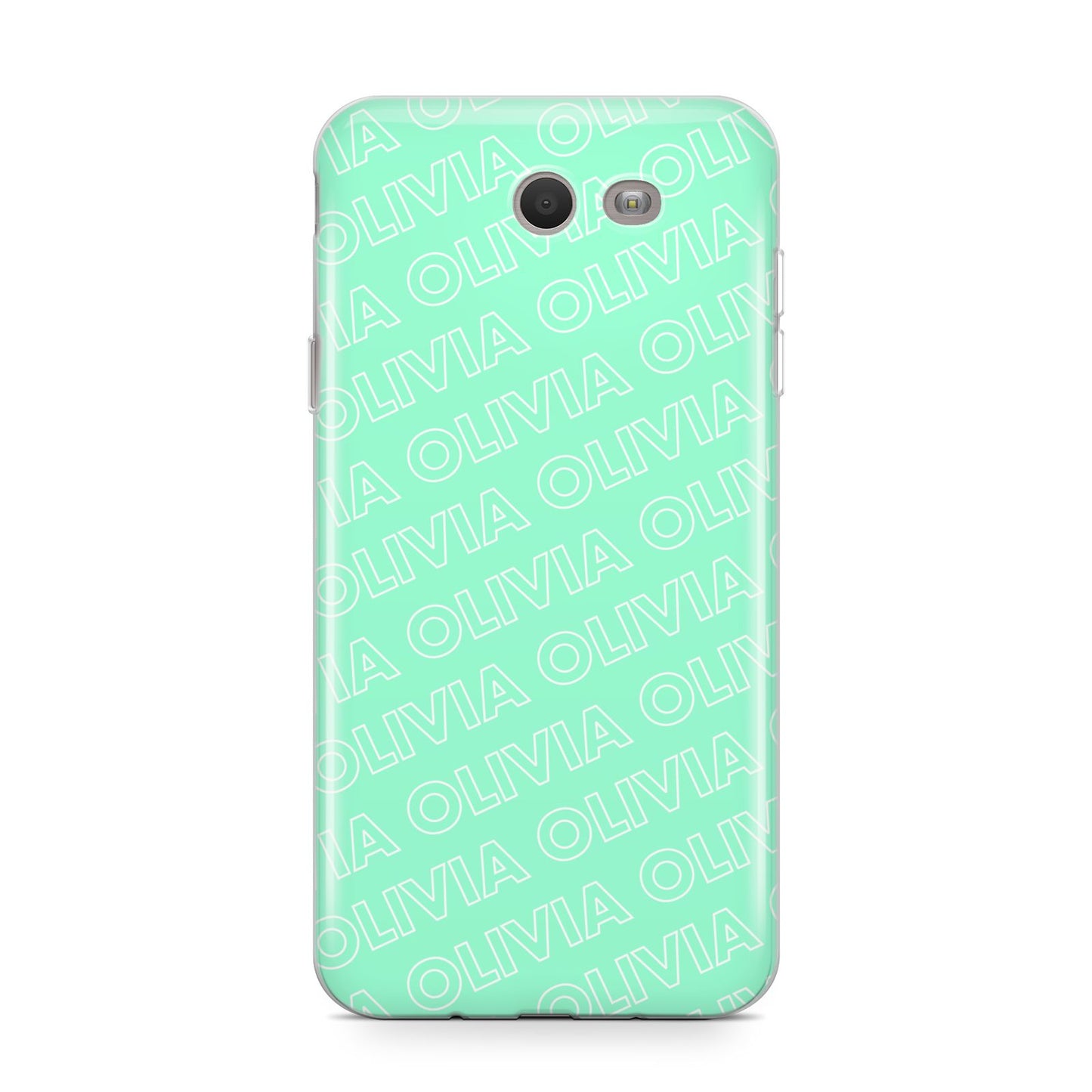 Personalised Aqua Diagonal Name Samsung Galaxy J7 2017 Case