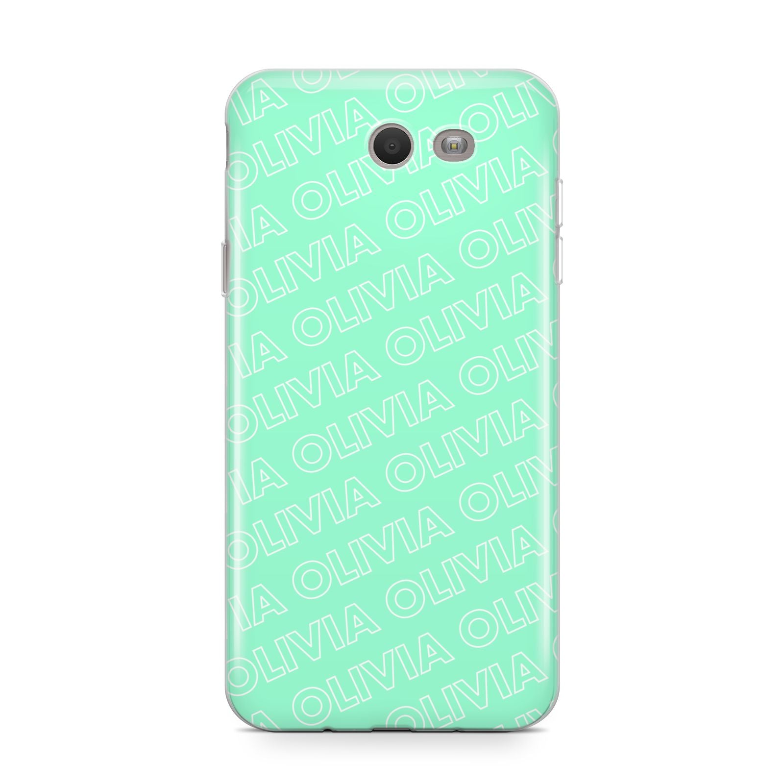 Personalised Aqua Diagonal Name Samsung Galaxy J7 2017 Case