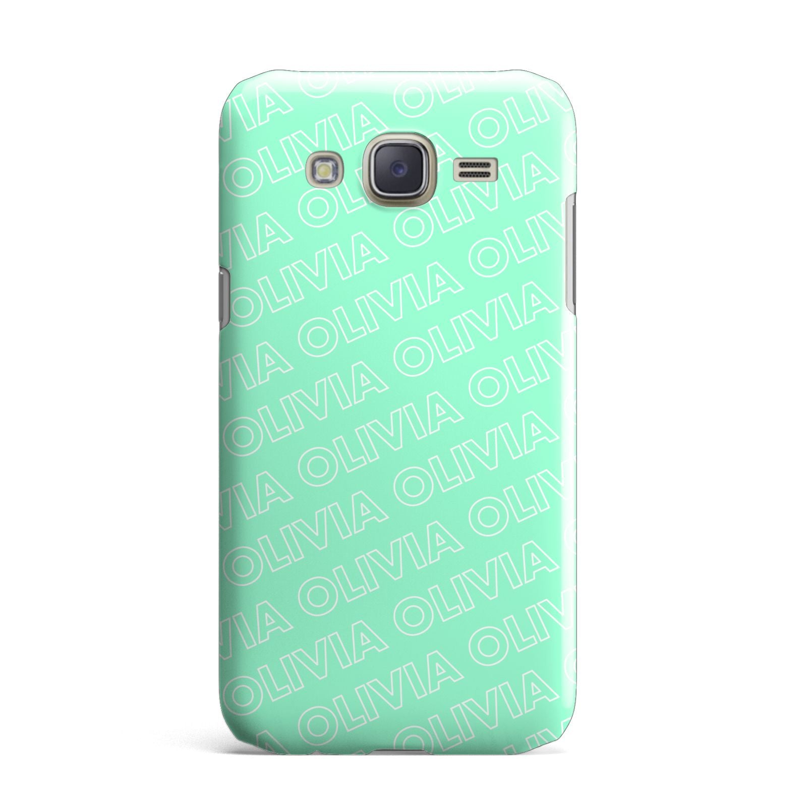 Personalised Aqua Diagonal Name Samsung Galaxy J7 Case