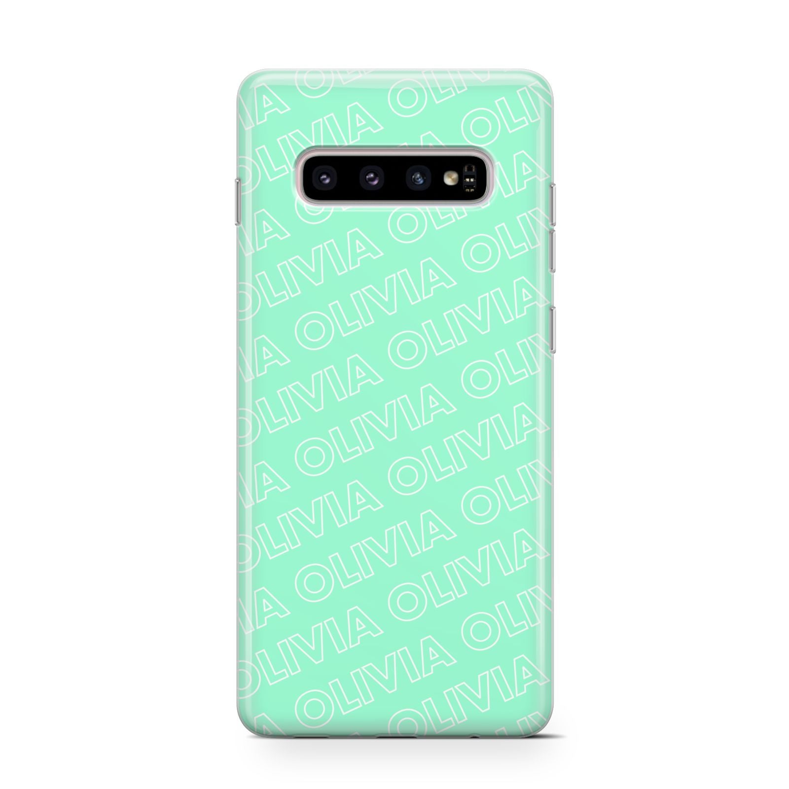 Personalised Aqua Diagonal Name Samsung Galaxy S10 Case