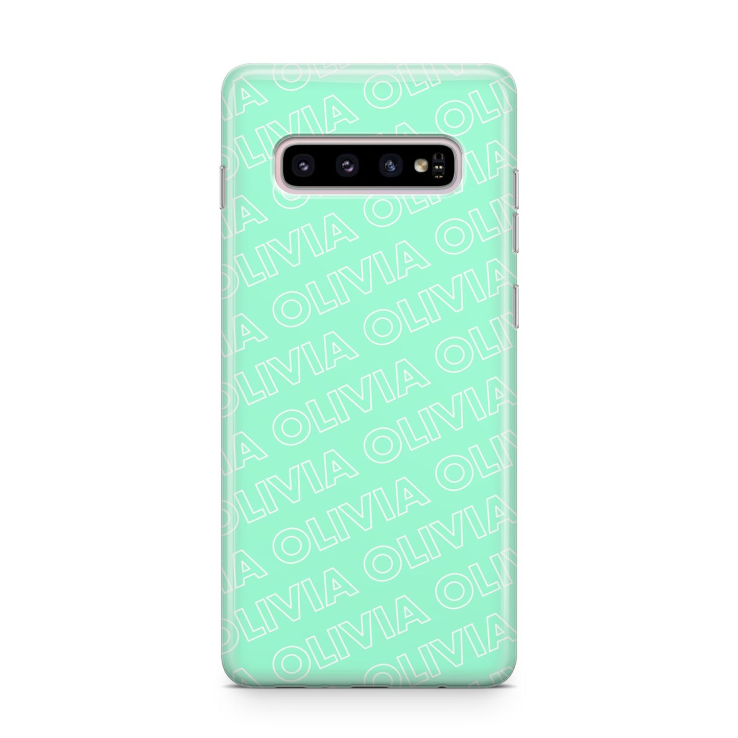 Personalised Aqua Diagonal Name Samsung Galaxy S10 Plus Case