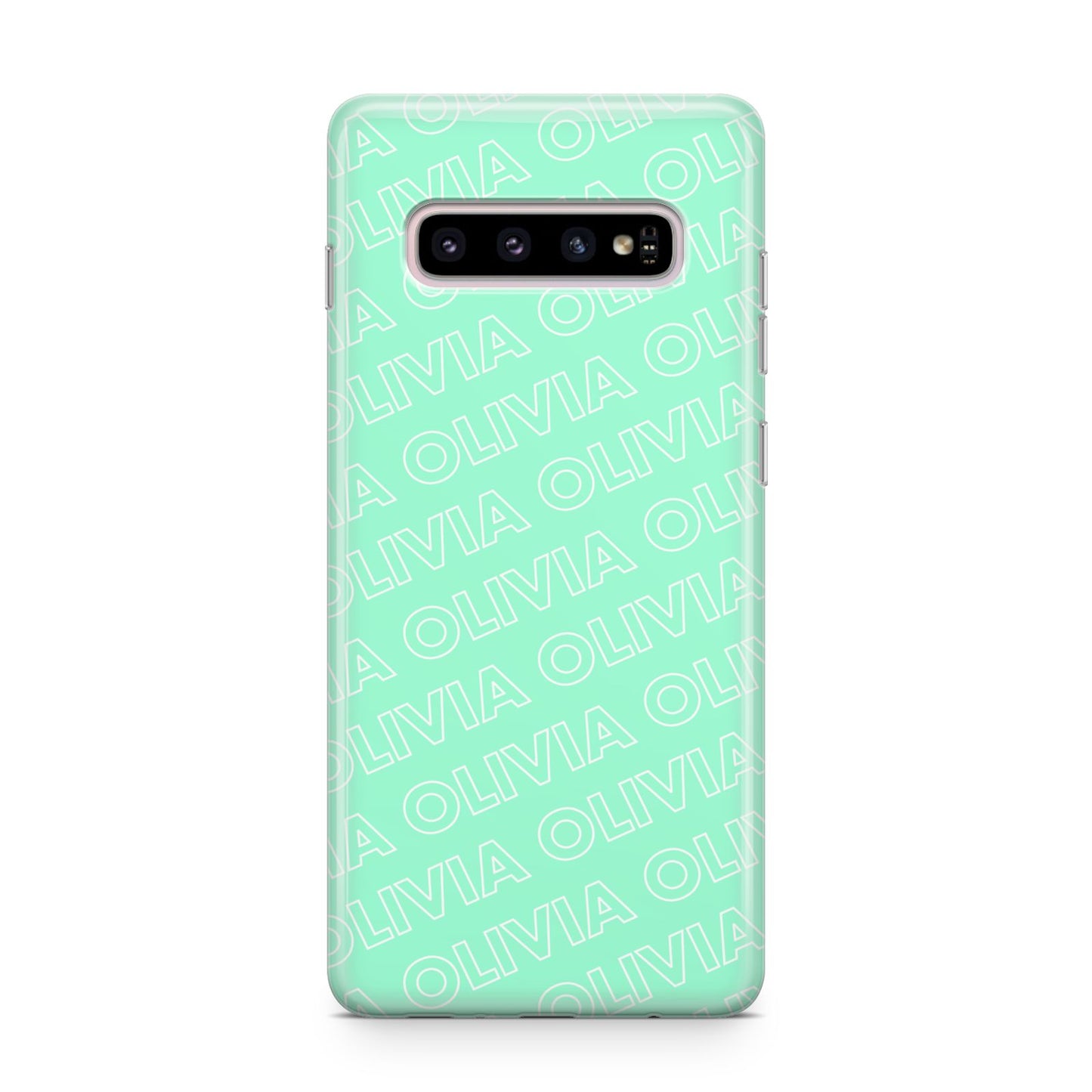 Personalised Aqua Diagonal Name Samsung Galaxy S10 Plus Case