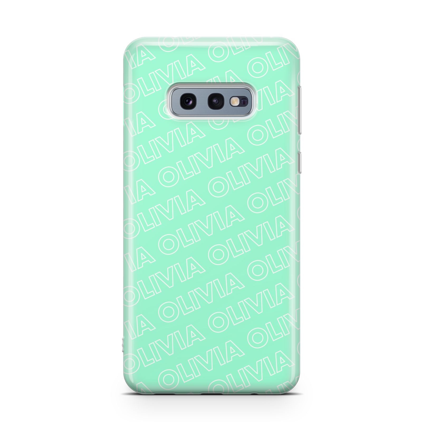 Personalised Aqua Diagonal Name Samsung Galaxy S10E Case