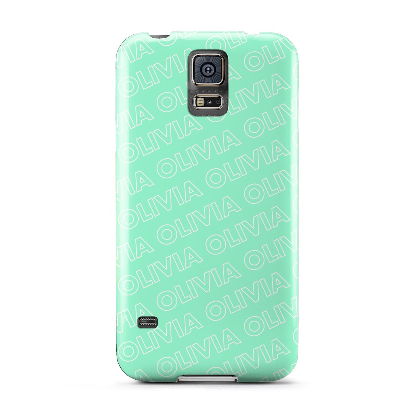 Personalised Aqua Diagonal Name Samsung Galaxy S5 Case