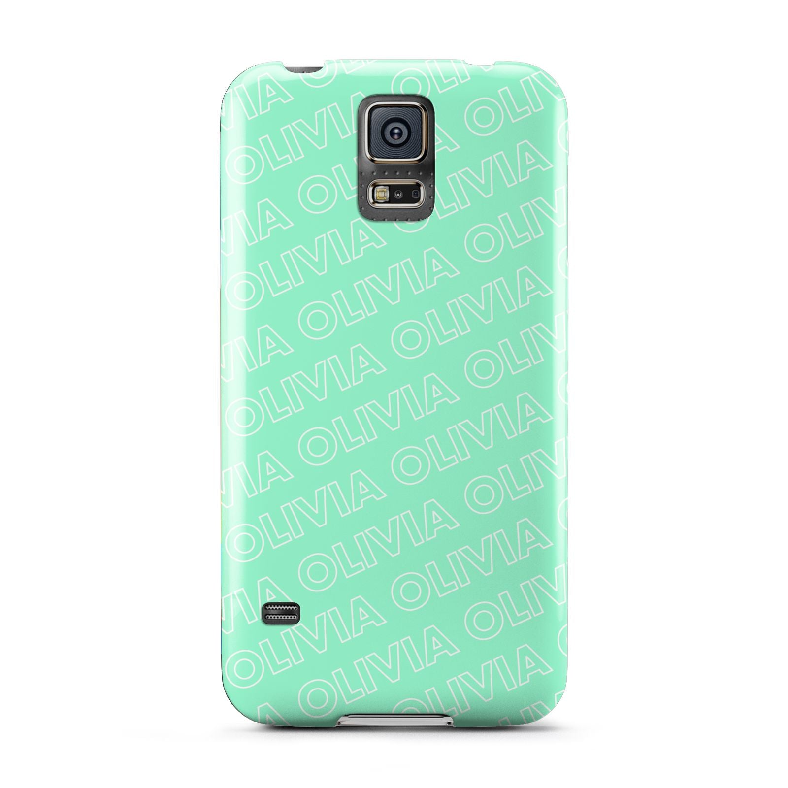 Personalised Aqua Diagonal Name Samsung Galaxy S5 Case