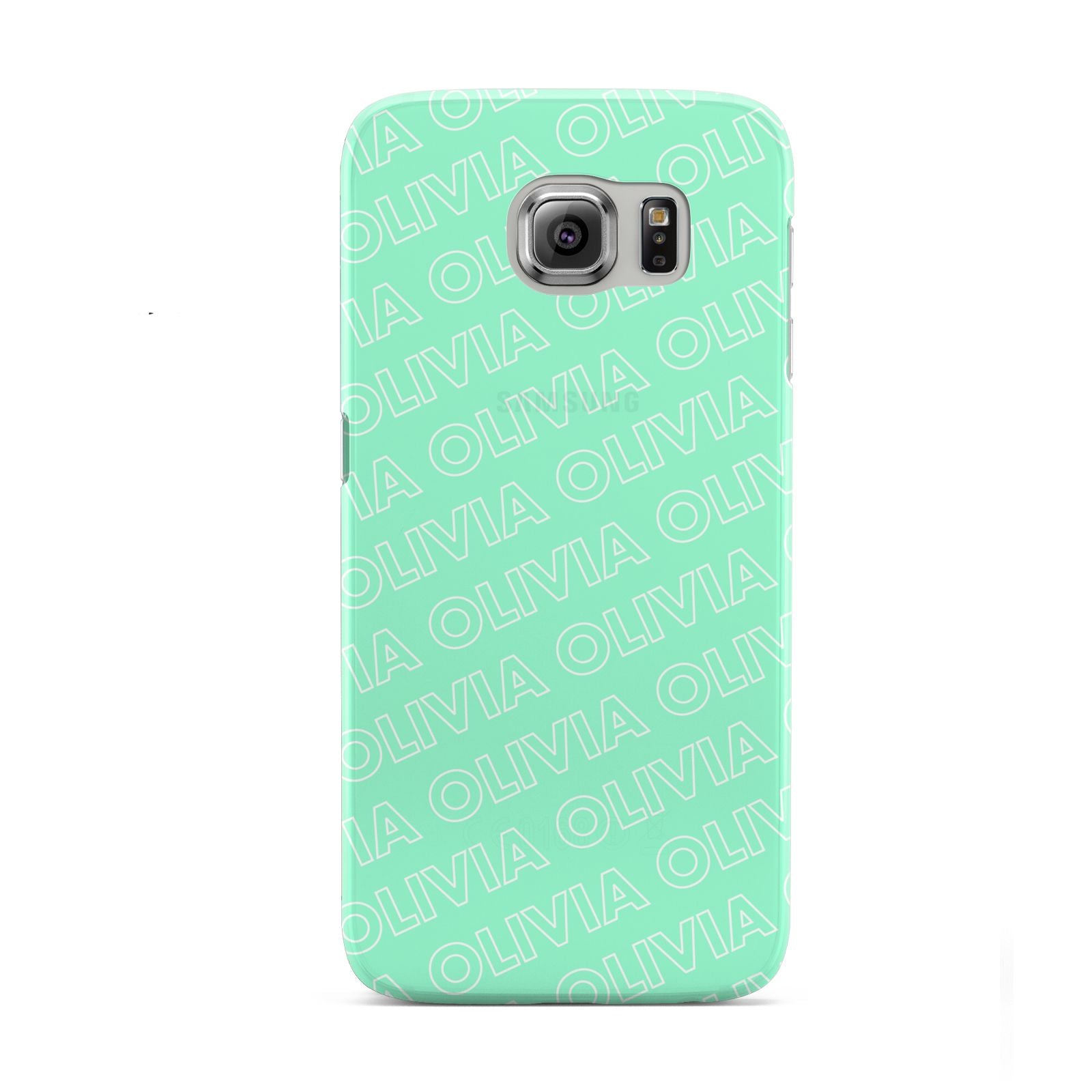 Personalised Aqua Diagonal Name Samsung Galaxy S6 Case