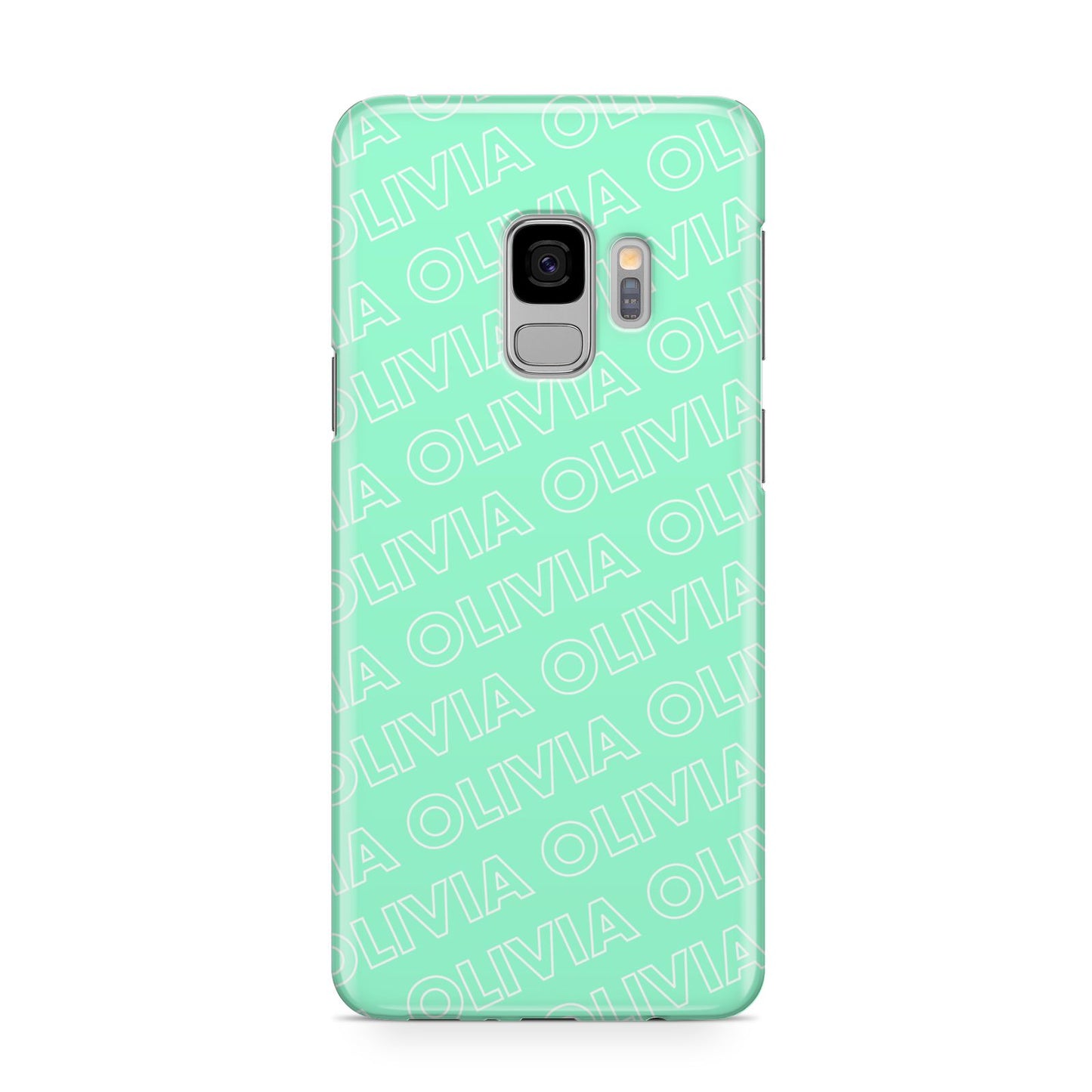 Personalised Aqua Diagonal Name Samsung Galaxy S9 Case