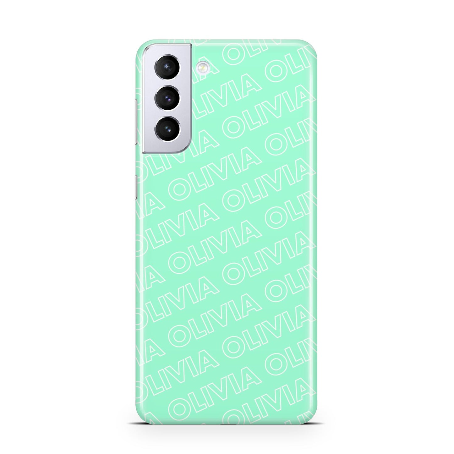 Personalised Aqua Diagonal Name Samsung S21 Plus Phone Case