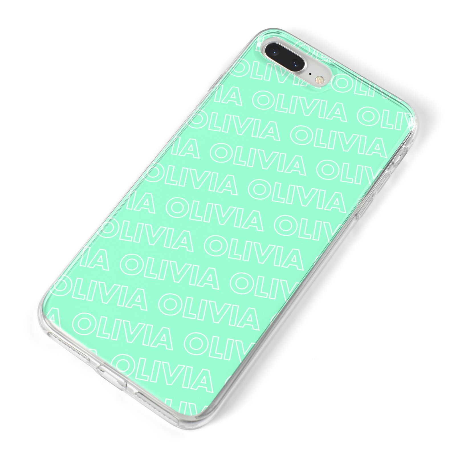 Personalised Aqua Diagonal Name iPhone 8 Plus Bumper Case on Silver iPhone Alternative Image