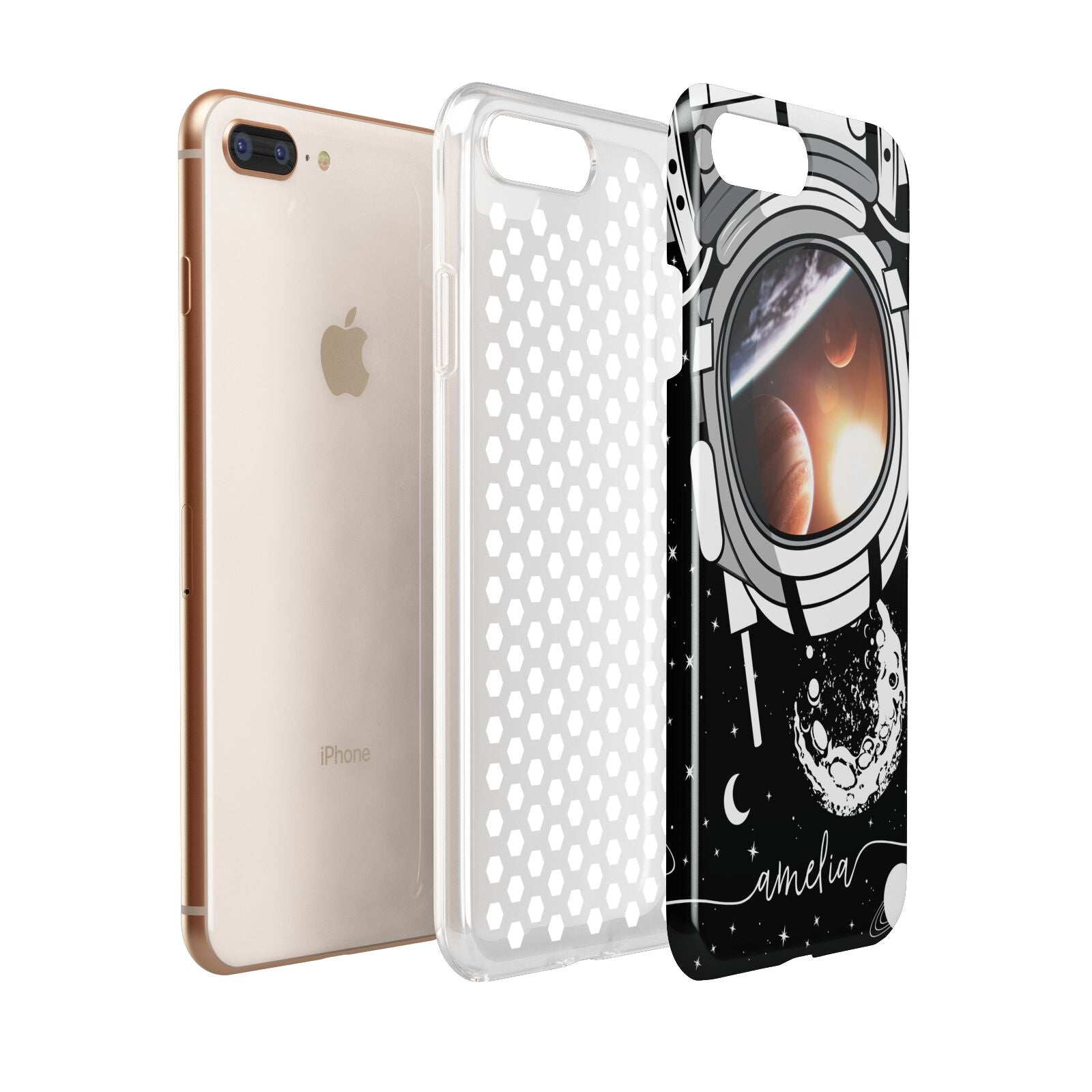 Personalised Astronaut in Space Name Apple iPhone 7 8 Plus 3D Tough Case Expanded View