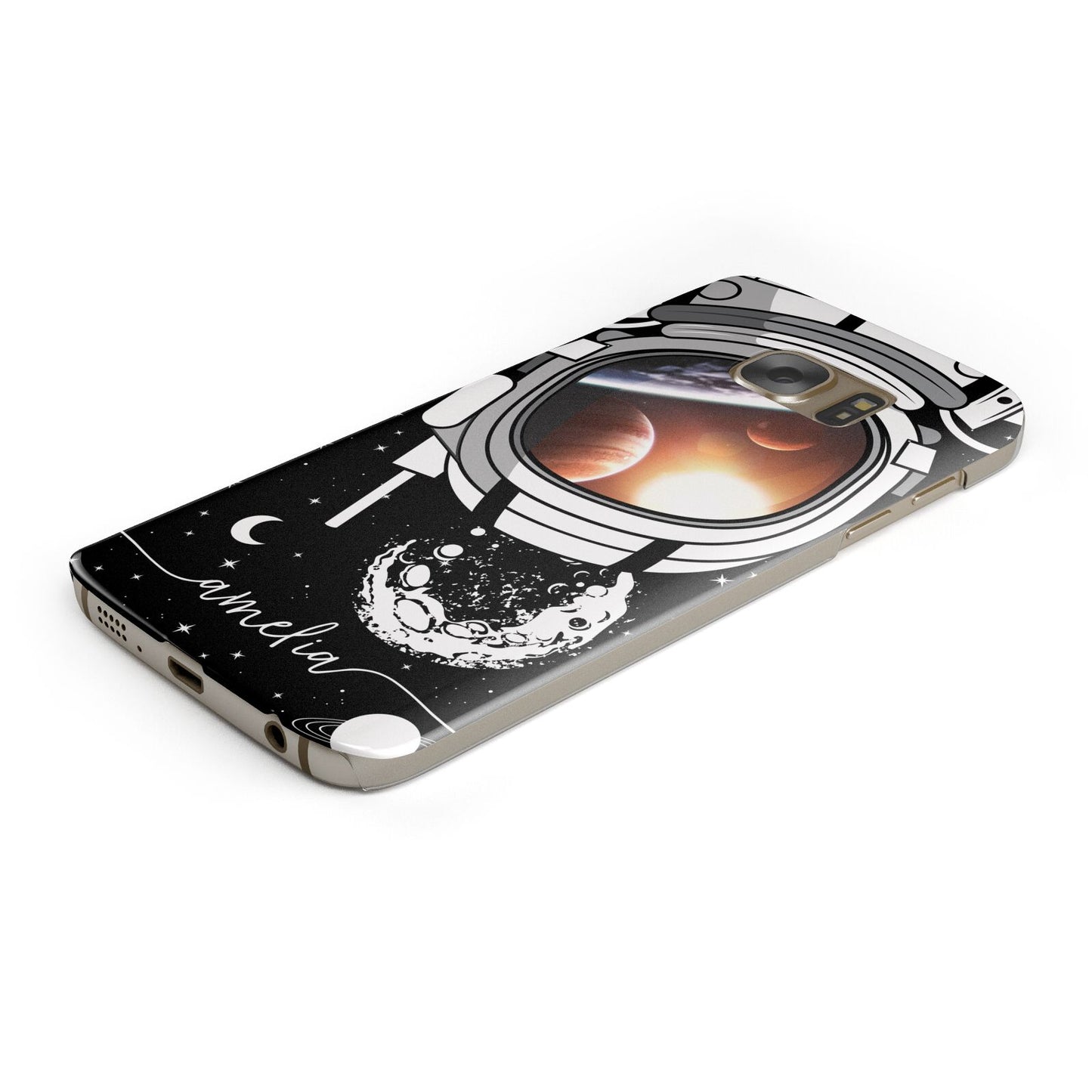 Personalised Astronaut in Space Name Samsung Galaxy Case Bottom Cutout