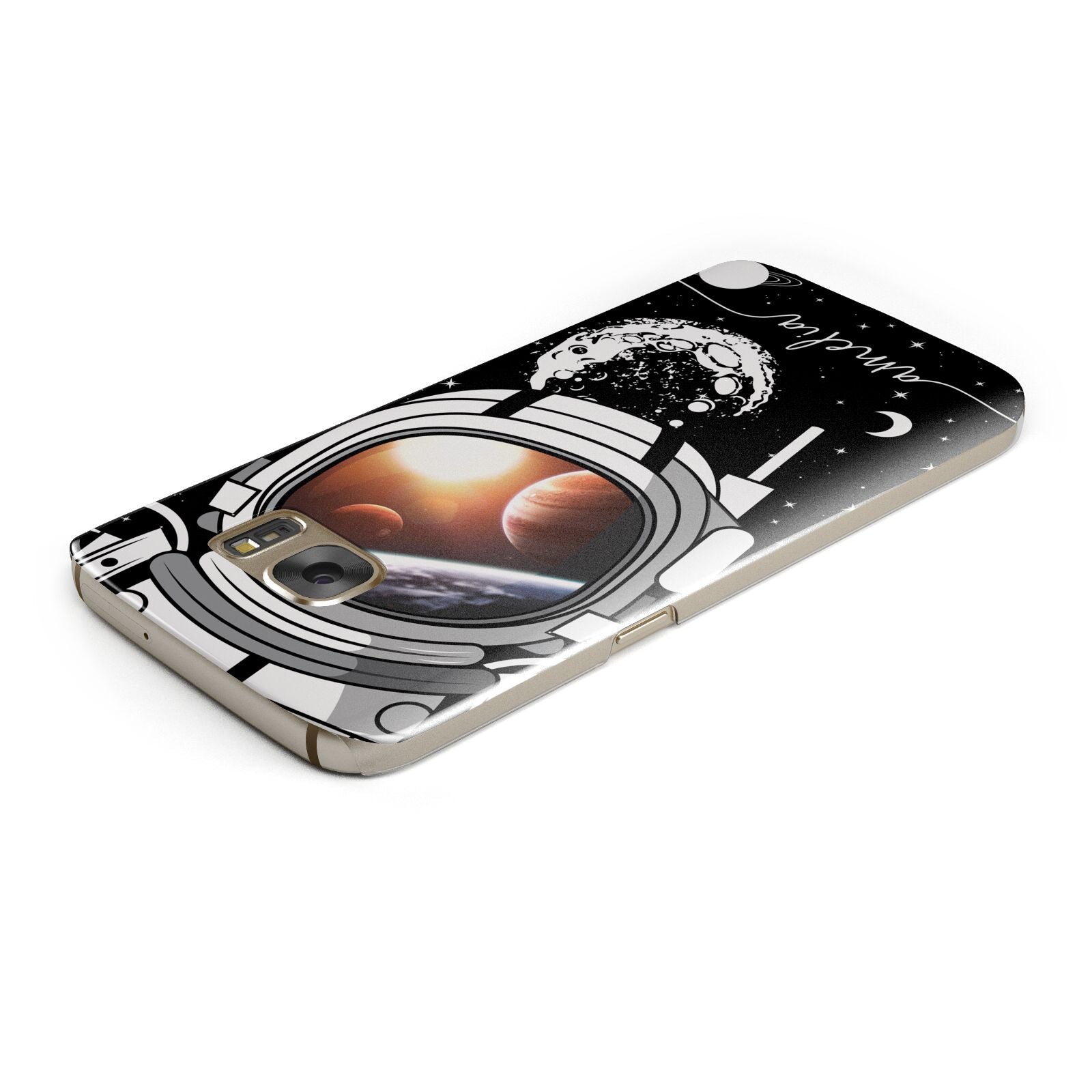 Personalised Astronaut in Space Name Samsung Galaxy Case Top Cutout