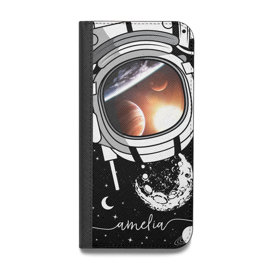 Personalised Astronaut in Space Name Vegan Leather Flip Samsung Case