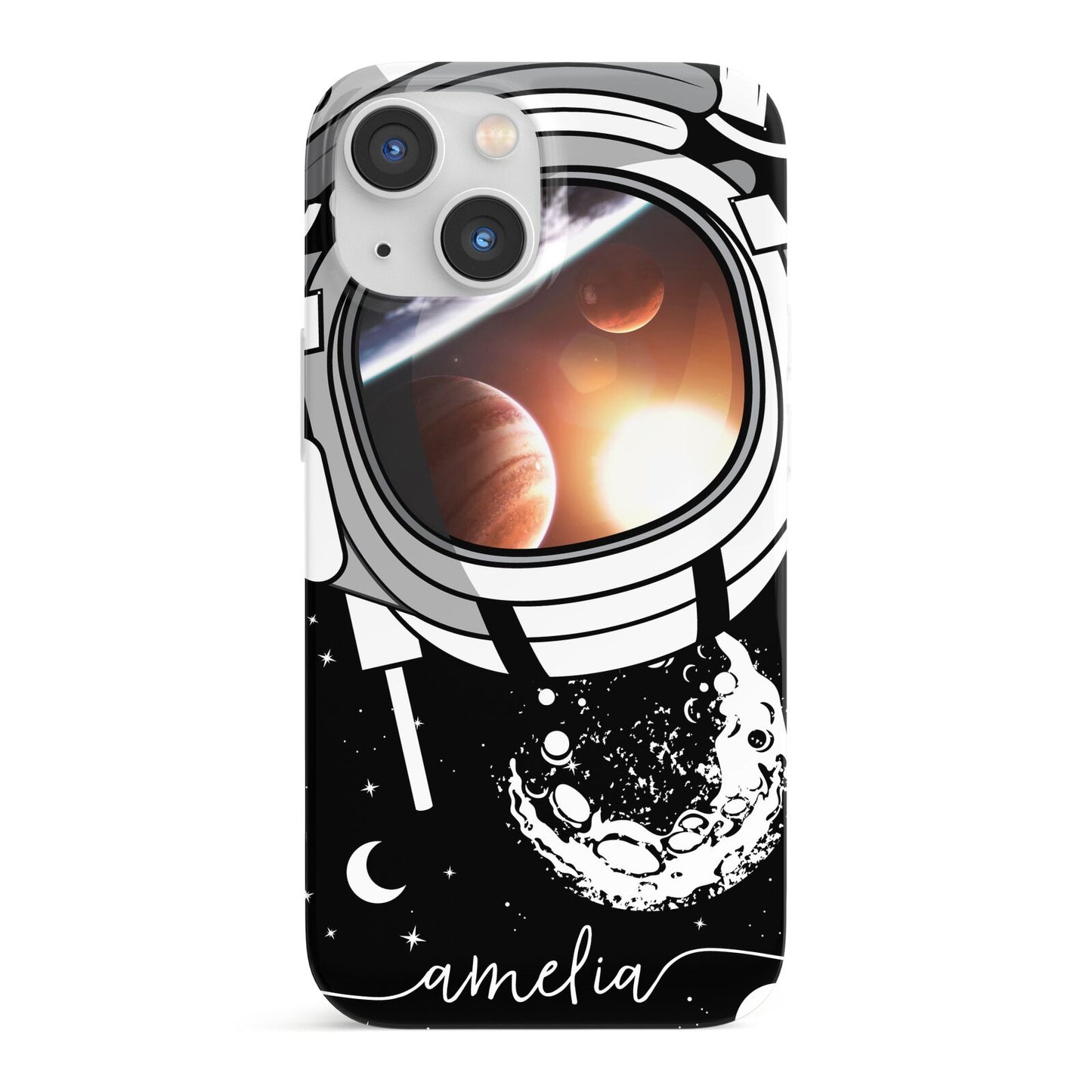 Personalised Astronaut in Space Name iPhone 13 Mini Full Wrap 3D Snap Case