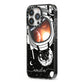Personalised Astronaut in Space Name iPhone 13 Pro Black Impact Case Side Angle on Silver phone