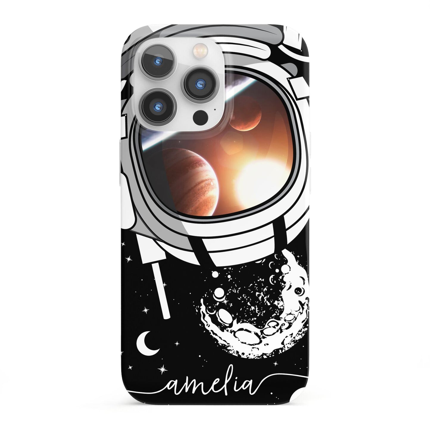 Personalised Astronaut in Space Name iPhone 13 Pro Full Wrap 3D Snap Case