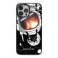 Personalised Astronaut in Space Name iPhone 13 Pro Max Black Impact Case on Silver phone