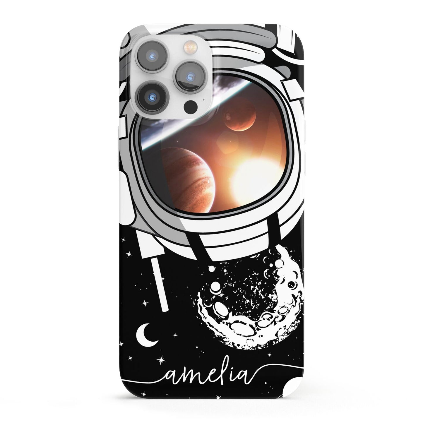 Personalised Astronaut in Space Name iPhone 13 Pro Max Full Wrap 3D Snap Case