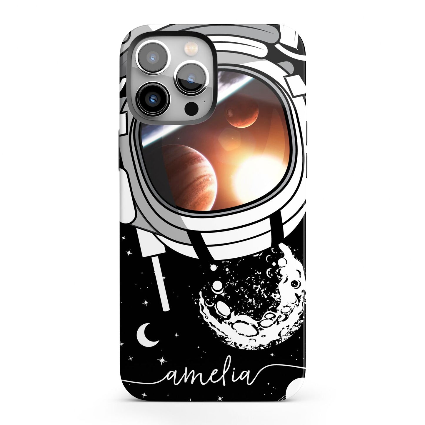 Personalised Astronaut in Space Name iPhone 13 Pro Max Full Wrap 3D Tough Case