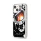 Personalised Astronaut in Space Name iPhone 14 Clear Tough Case Starlight Angled Image