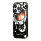 Personalised Astronaut in Space Name iPhone 14 Pro Black Impact Case Side Angle on Silver phone