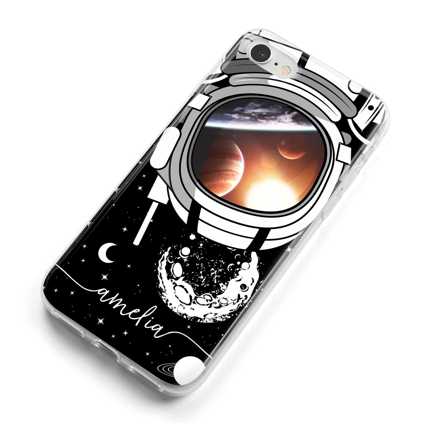 Personalised Astronaut in Space Name iPhone 8 Bumper Case on Silver iPhone Alternative Image