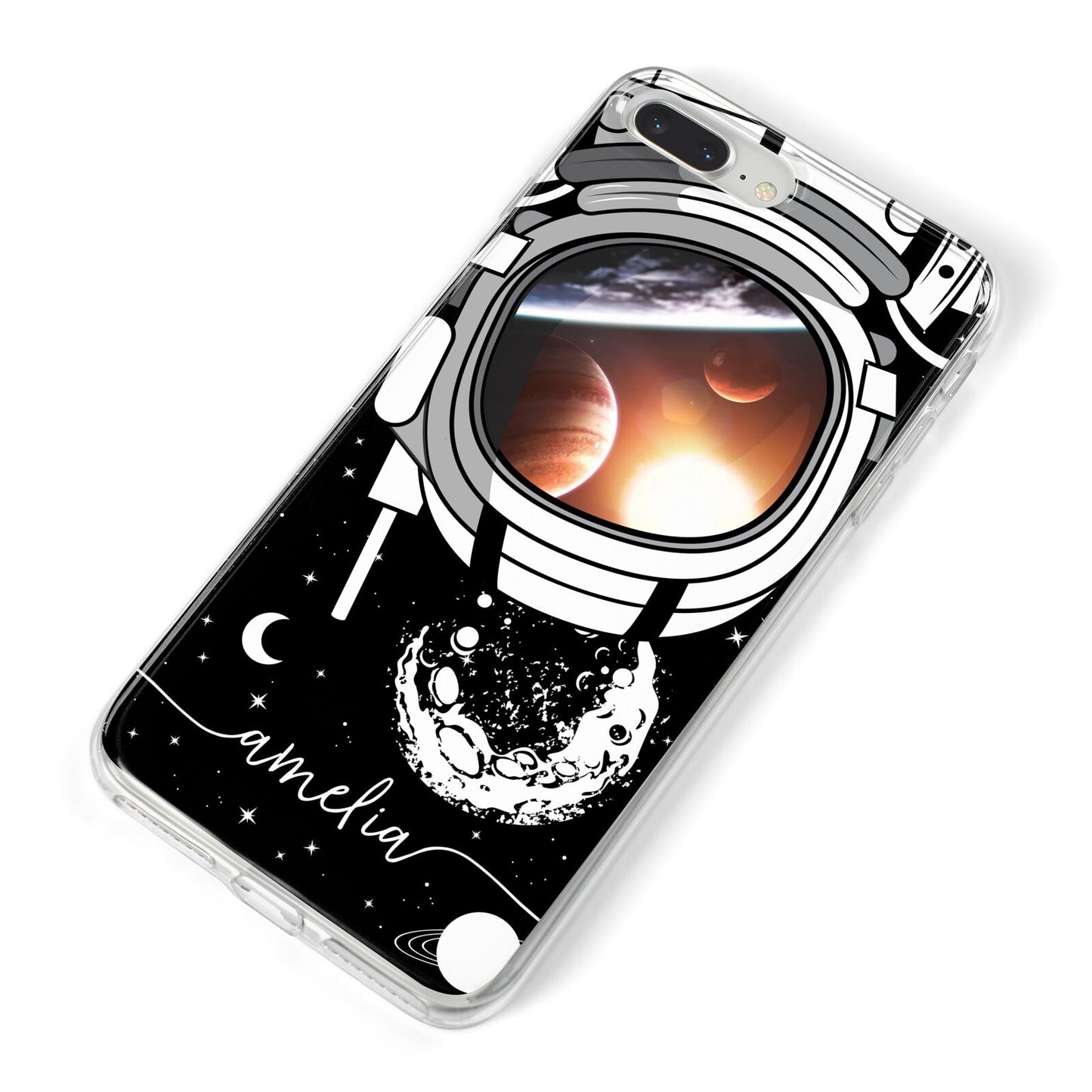 Personalised Astronaut in Space Name iPhone 8 Plus Bumper Case on Silver iPhone Alternative Image