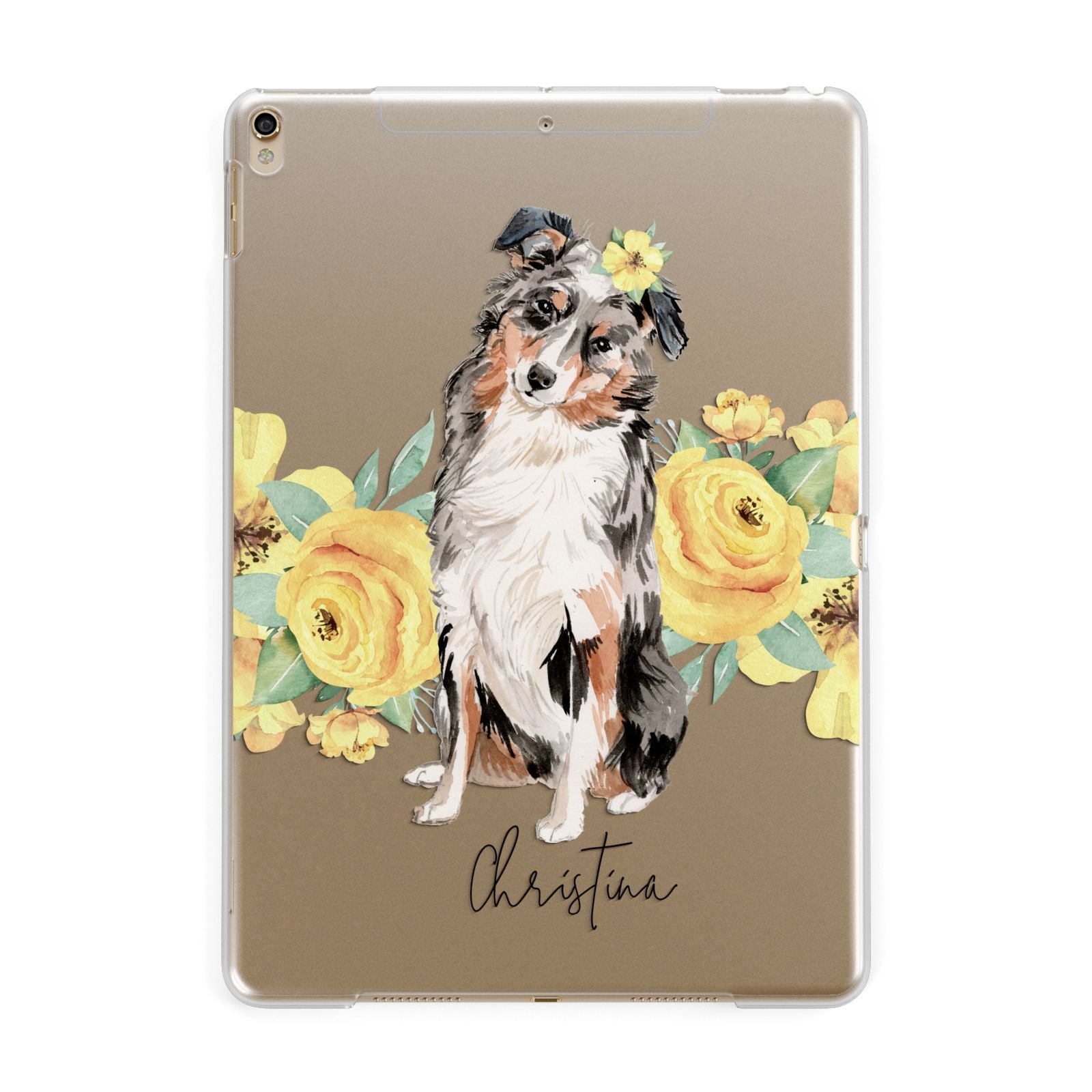 Personalised Australian Shepherd Apple iPad Gold Case