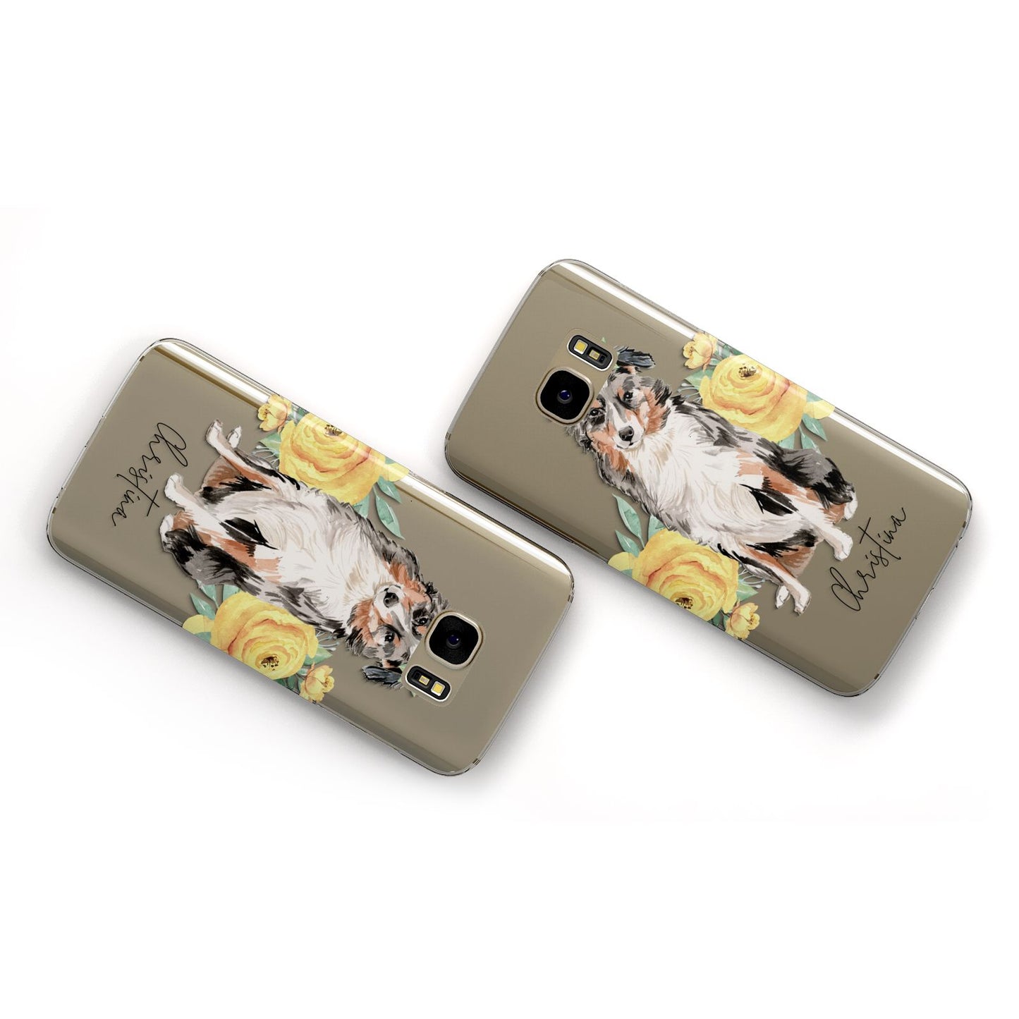 Personalised Australian Shepherd Samsung Galaxy Case Flat Overview