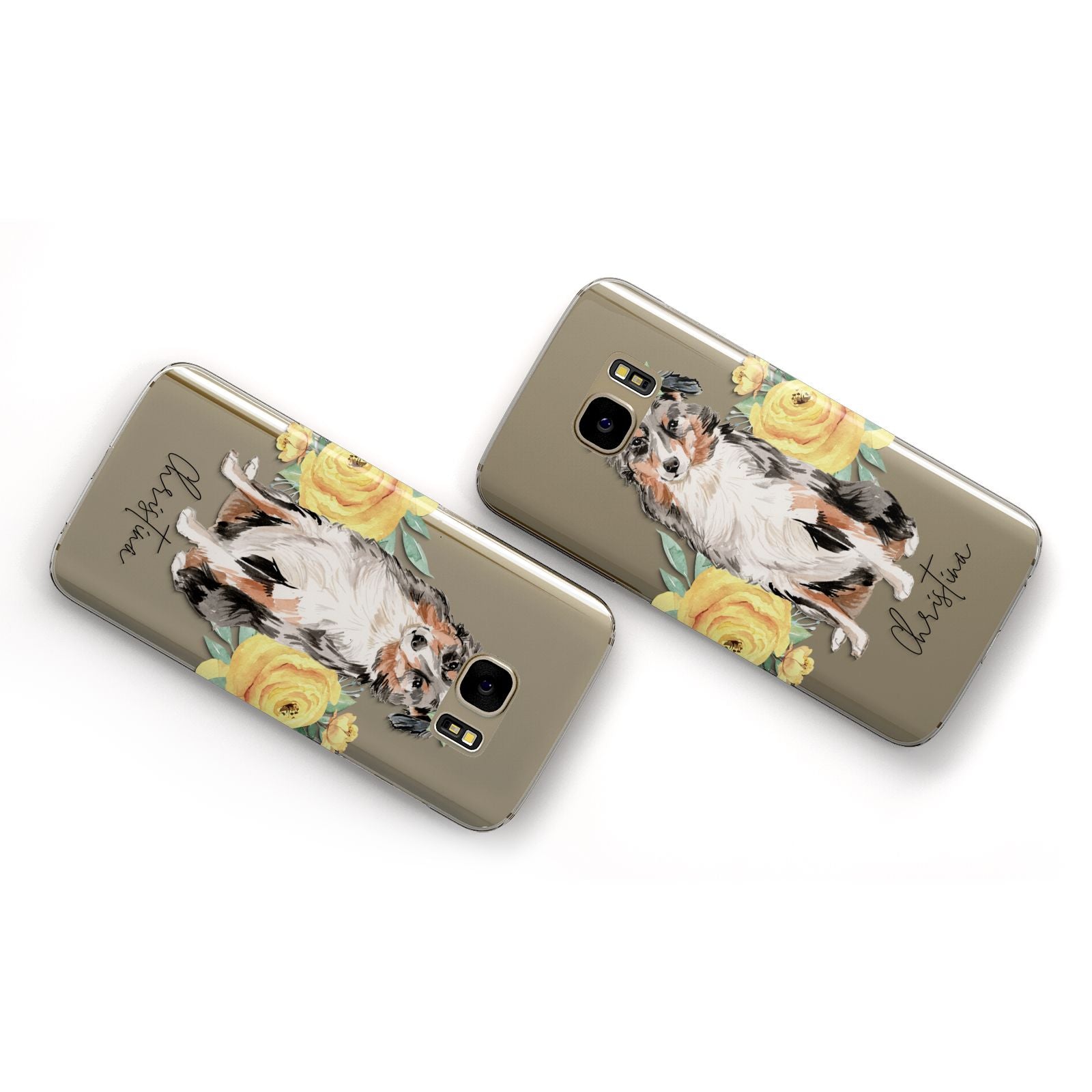 Personalised Australian Shepherd Samsung Galaxy Case Flat Overview