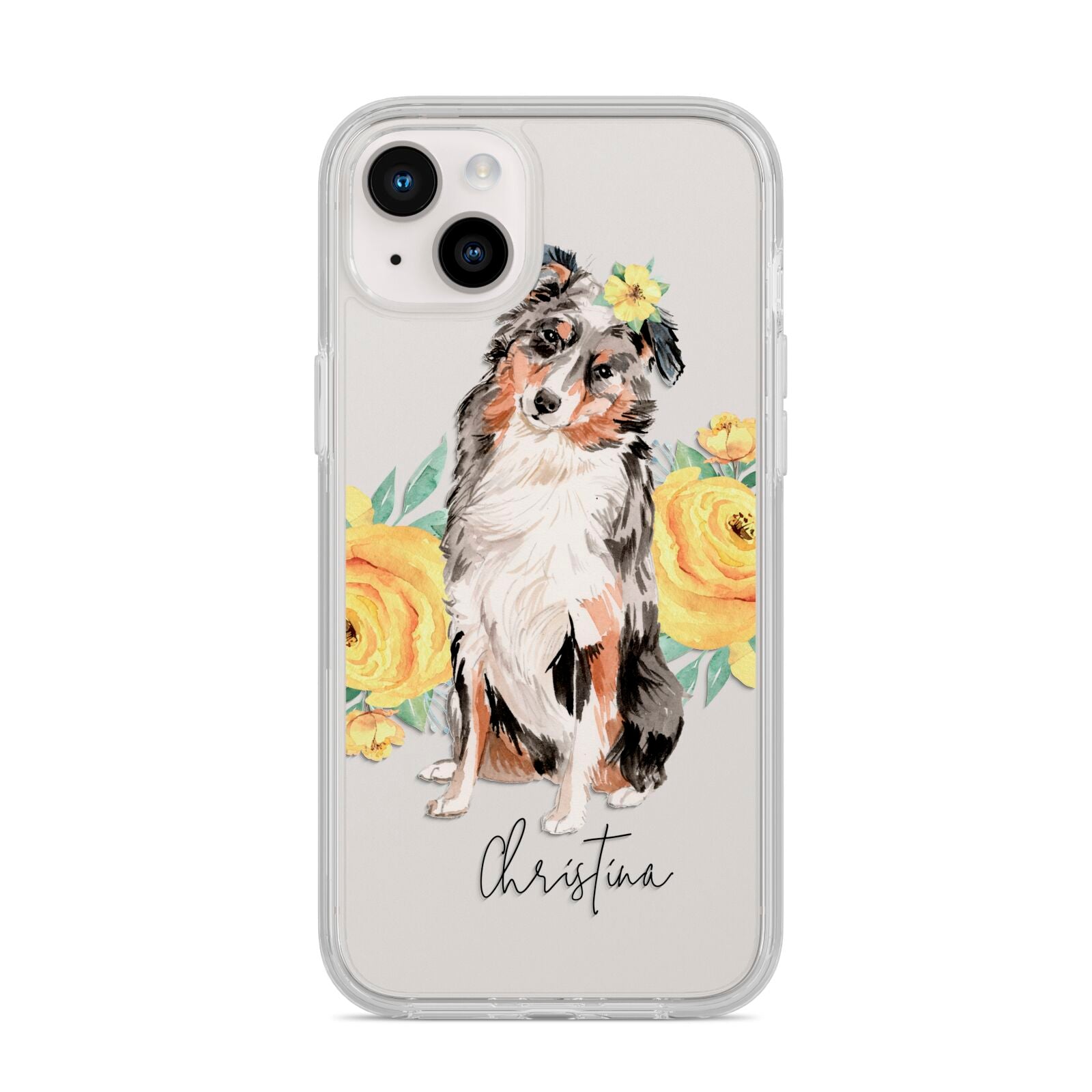 Personalised Australian Shepherd iPhone 14 Plus Clear Tough Case Starlight