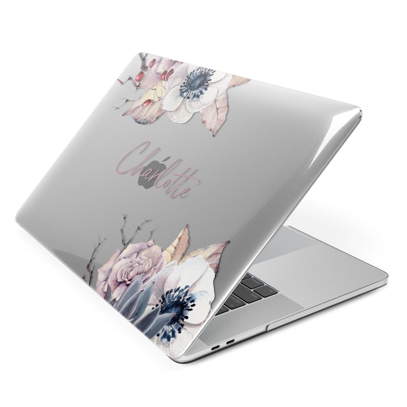 Personalised Autumn Floral Apple MacBook Case Side View