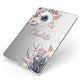 Personalised Autumn Floral Apple iPad Case on Silver iPad Side View