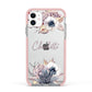 Personalised Autumn Floral Apple iPhone 11 in White with Pink Impact Case