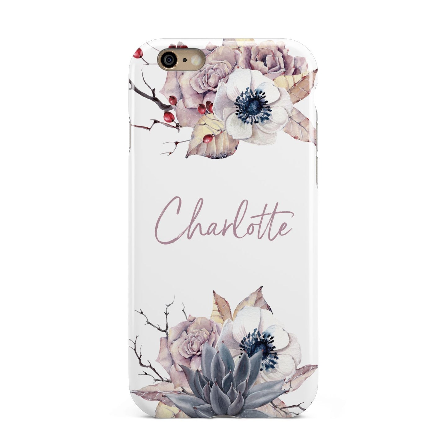 Personalised Autumn Floral Apple iPhone 6 3D Tough Case