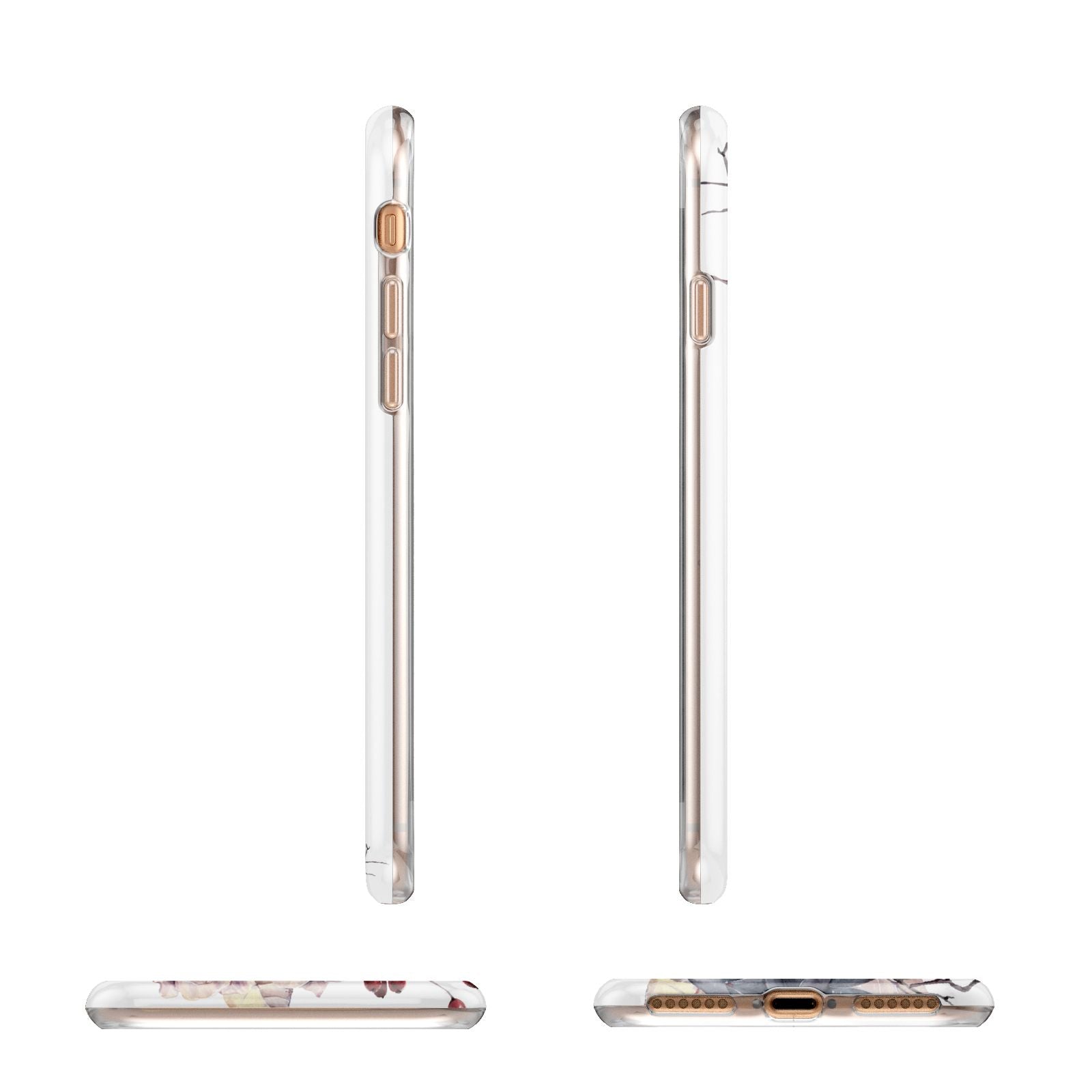 Personalised Autumn Floral Apple iPhone 7 8 3D Wrap Tough Case Alternative Image Angles