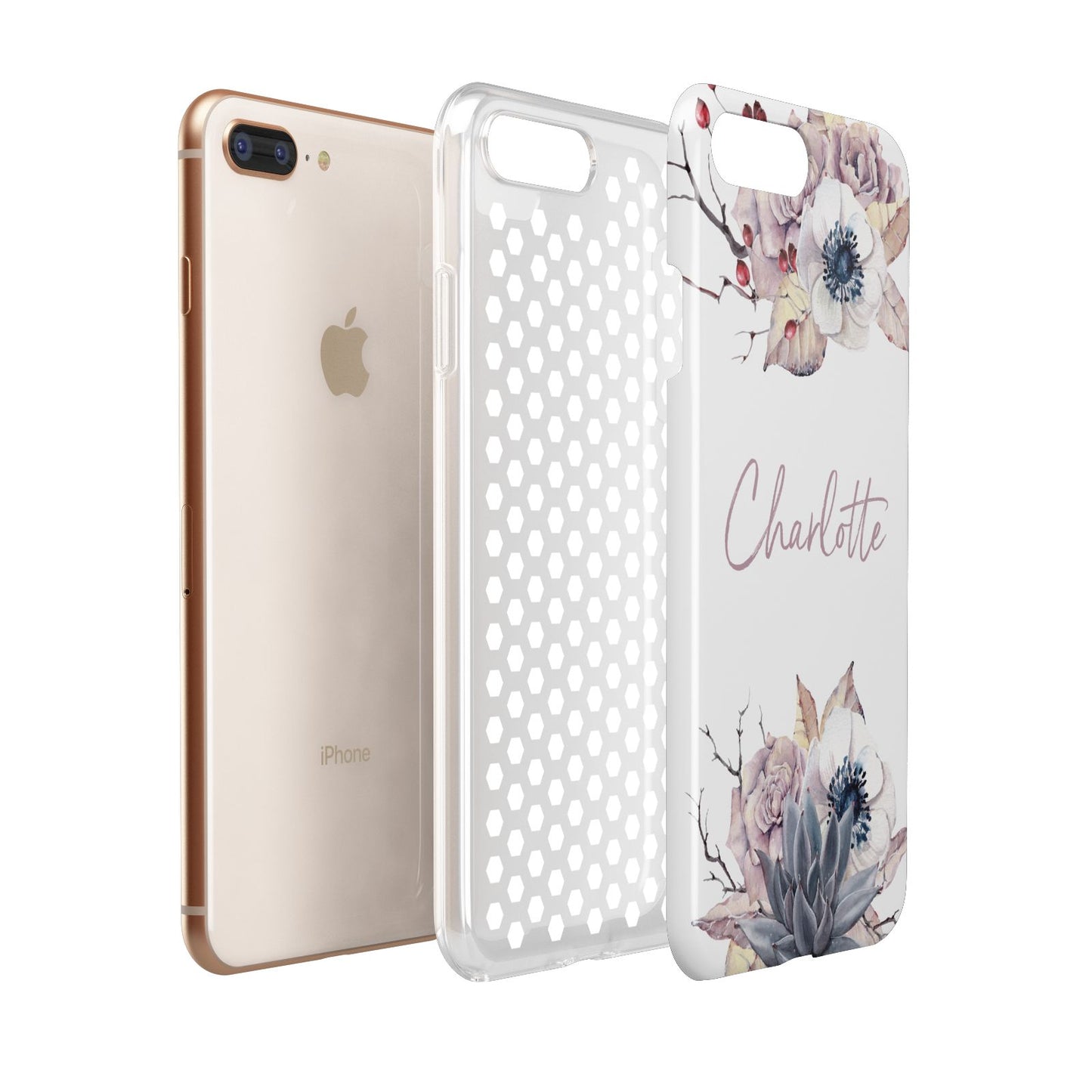 Personalised Autumn Floral Apple iPhone 7 8 Plus 3D Tough Case Expanded View