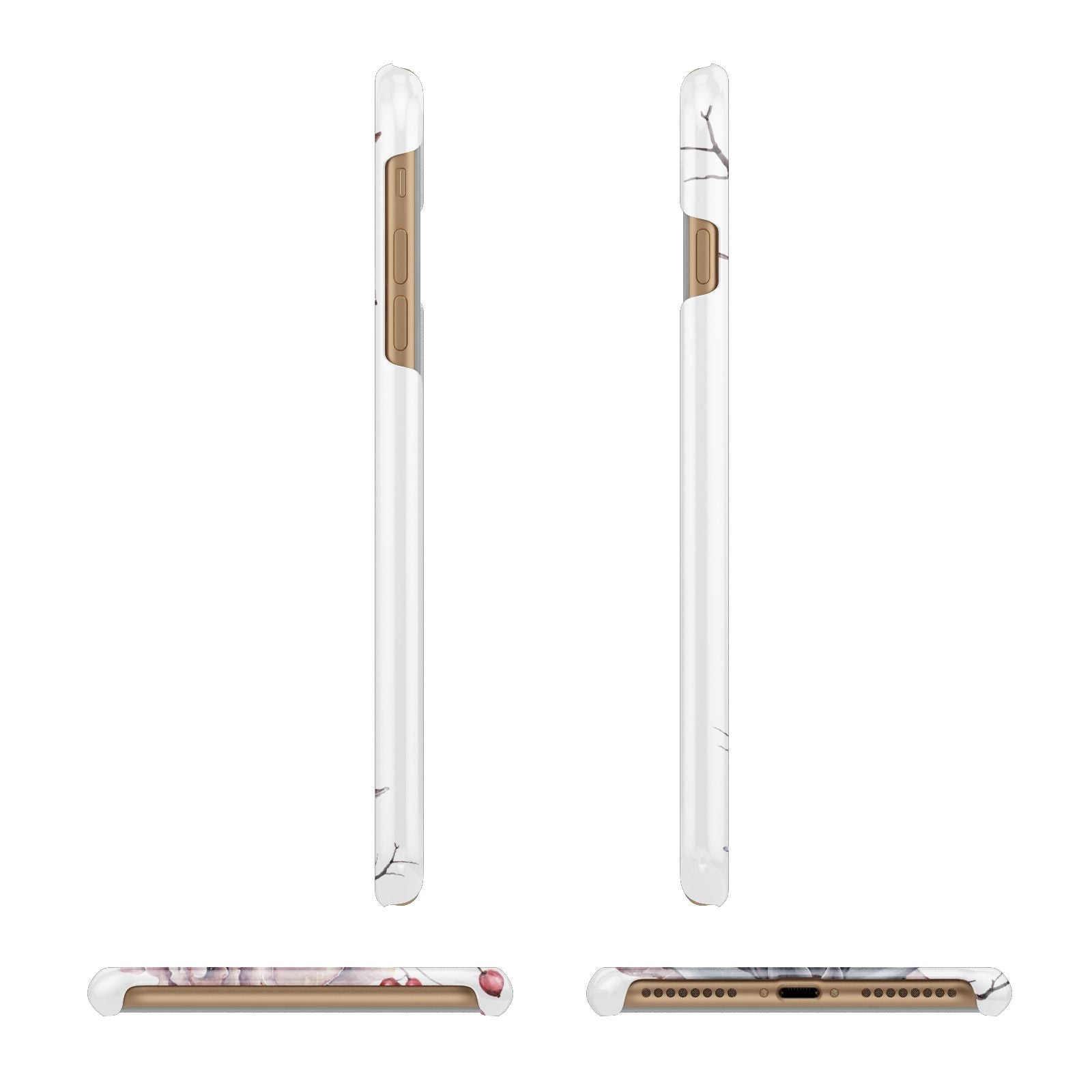 Personalised Autumn Floral Apple iPhone 7 Plus 3D Wrap Snap Case Angled Images