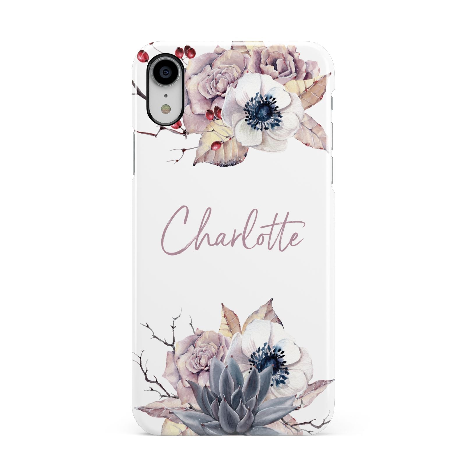 Personalised Autumn Floral Apple iPhone XR White 3D Snap Case