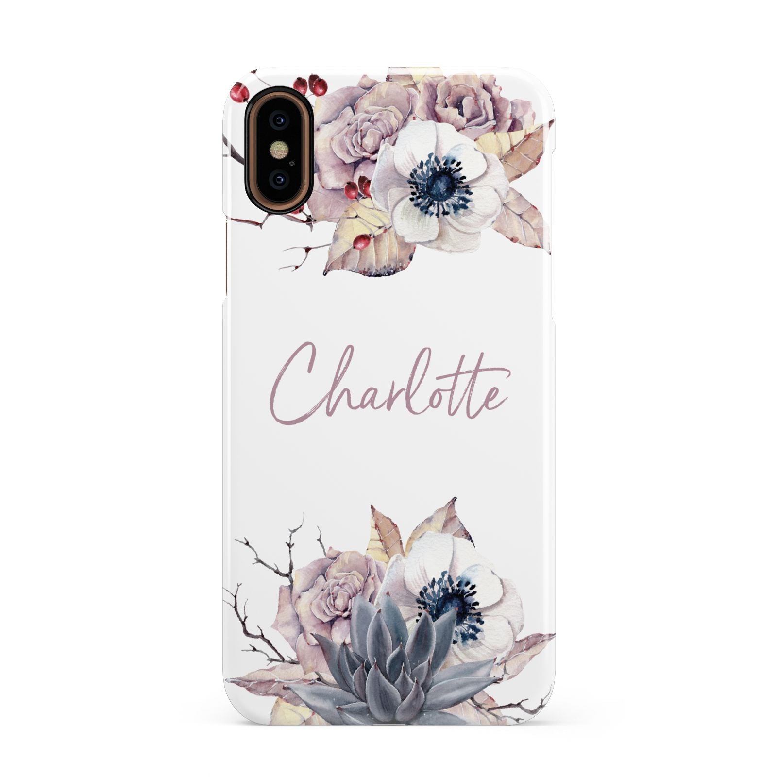 Personalised Autumn Floral Apple iPhone XS 3D Snap Case