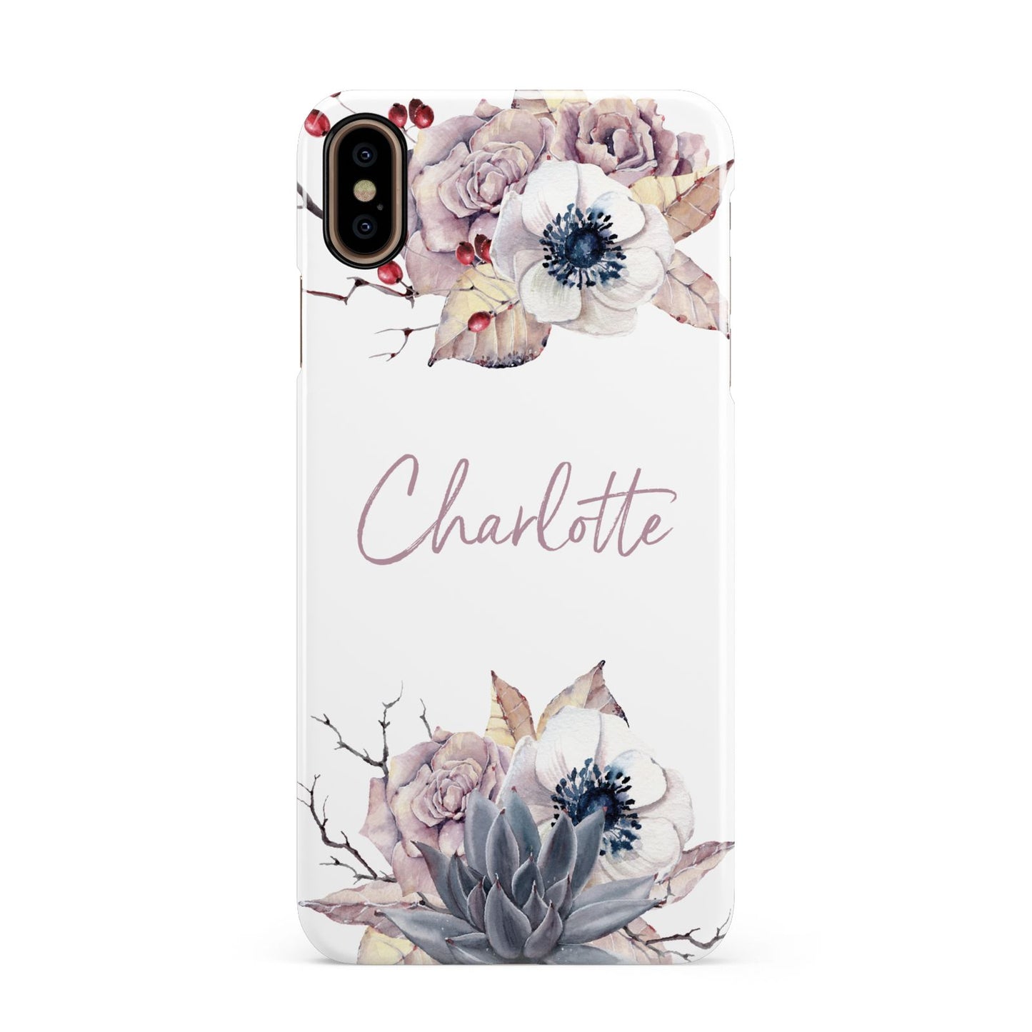 Personalised Autumn Floral Apple iPhone Xs Max 3D Snap Case